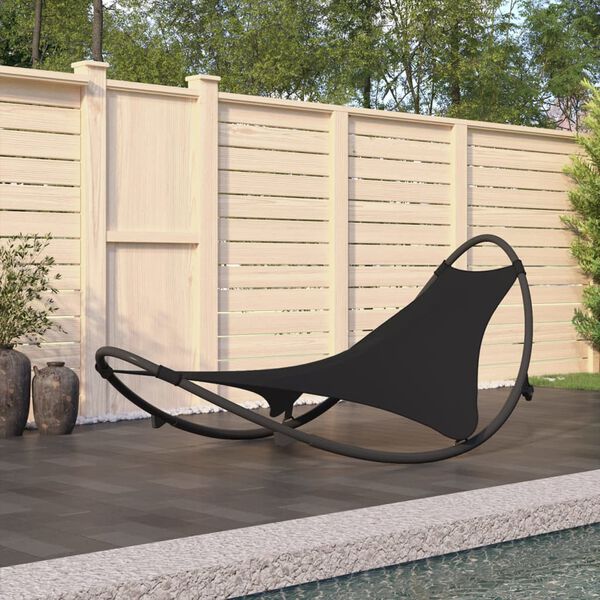 vidaXL Chaise longue &agrave; bascule avec roues Acier et textil&egrave;ne Noir