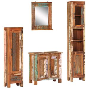 vidaXL Ensemble de meubles de salle de bain 4 pcs bois massif r&eacute;cup&eacute;r&eacute;