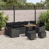 vidaXL Ensemble de canapé de jardin 10 pcs Noir 90 x 55 x 71 cm