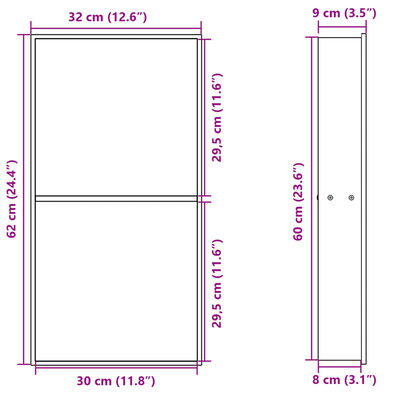 vidaXL Niche de douche blanc mat 32x62x9 cm acier inoxydable