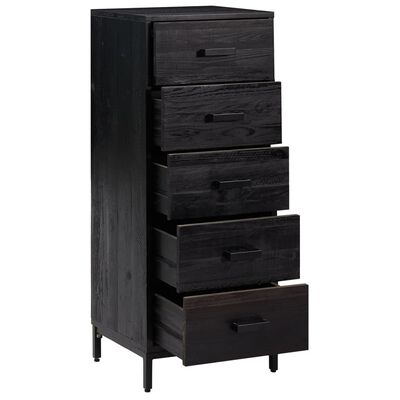 vidaXL Commode Noir 42x35x110 cm Bois de pin massif