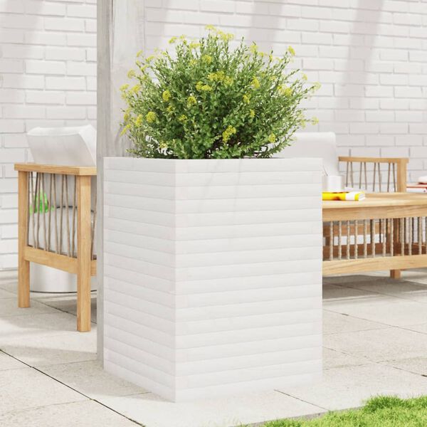 vidaXL Jardini&egrave;re blanc 50x50x68,5 cm bois de pin massif