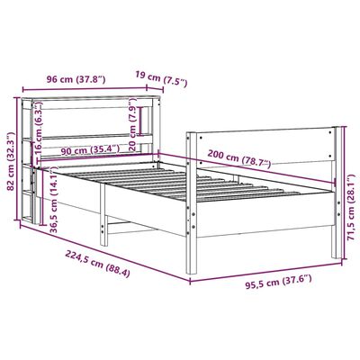 vidaXL Cadre de lit sans matelas blanc 90x200 cm bois de pin massif