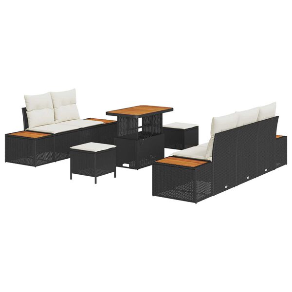 vidaXL Ensemble de canap&eacute; de jardin avec coussin 8 pcs Noir et Cr&egrave;me