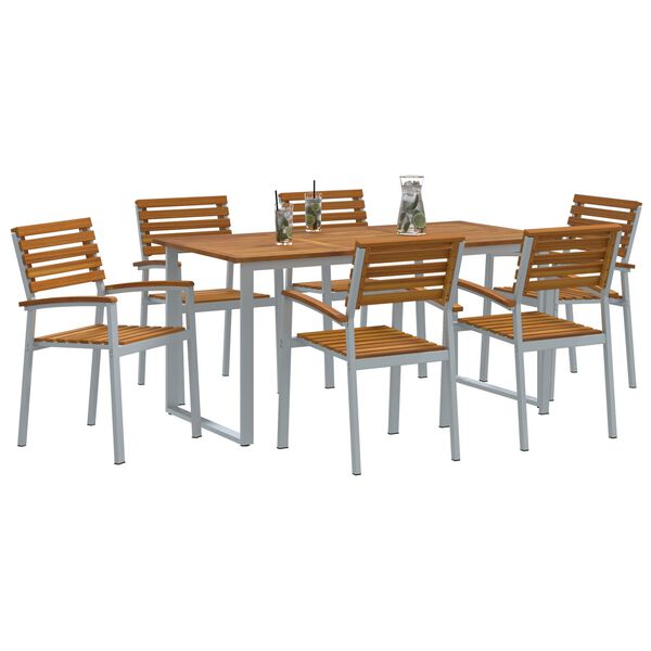 vidaXL Ensemble de salle &agrave; manger pour jardin 7 pcs Gris