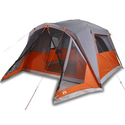 vidaXL Tente familiale et porche 6 personnes gris orange imperméable