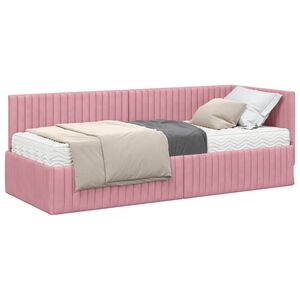 vidaXL Cadre de lit d'angle avec matelas 2 pi&egrave;ces Gris Velours