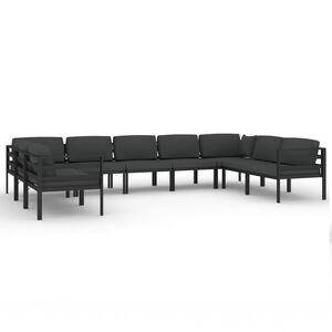 vidaXL Salon de jardin 9 pcs avec coussins Aluminium Anthracite
