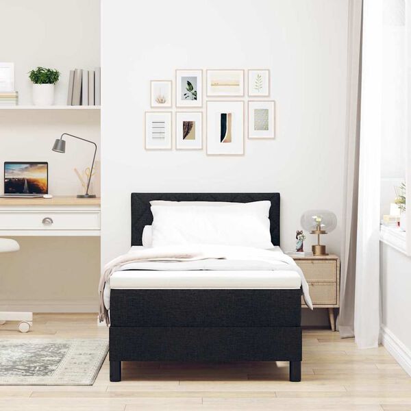 vidaXL Lit &agrave; ressorts avec matelas Noir 90 x 200 cm tissu
