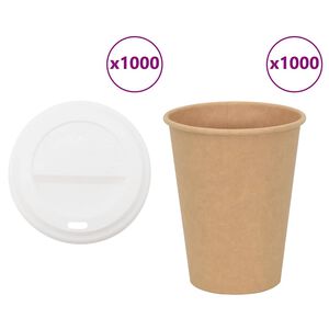 vidaXL Tasses &agrave; caf&eacute; en papier avec couvercles 1000 pcs 12oz 300ml