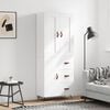 vidaXL Buffet haut Blanc 69,5x34x180 cm Bois d'ing&eacute;nierie