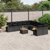 vidaXL Salon de jardin 11 pcs avec coussins noir r&eacute;sine tress&eacute;e