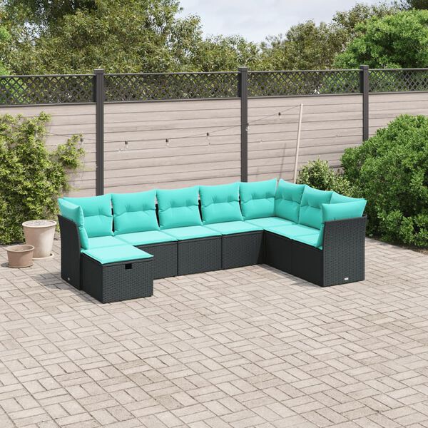 vidaXL Salon de jardin 8 pcs avec coussins marron r&eacute;sine tress&eacute;e