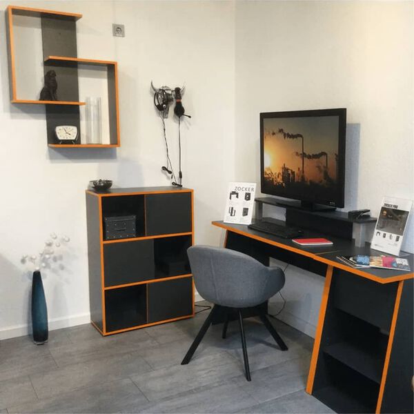 FMD &Eacute;tag&egrave;re sur pied 3 compartiments ouverts 68,5x33x99 cm Anthracite