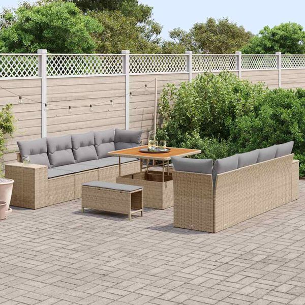 vidaXL Ensemble de canapé de jardin 11 pcs Beige et Gris clair