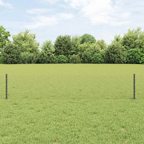 vidaXL Cl&ocirc;ture avec poteau Gris 0,4 x 10 m Acier et PVC