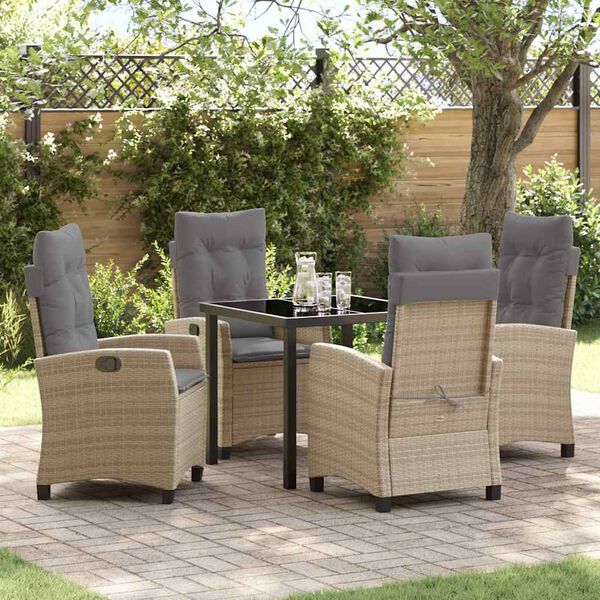 vidaXL Ensemble de salle &agrave; manger pour jardin 5 pcs Beige polyrotin