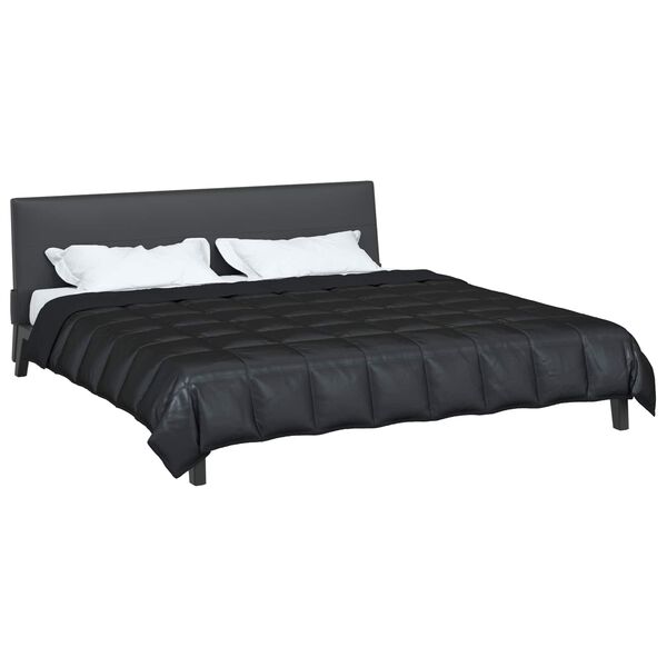 vidaXL Duvet d'&eacute;t&eacute; simple Noir 240 x 200 cm Satin et Microfibre