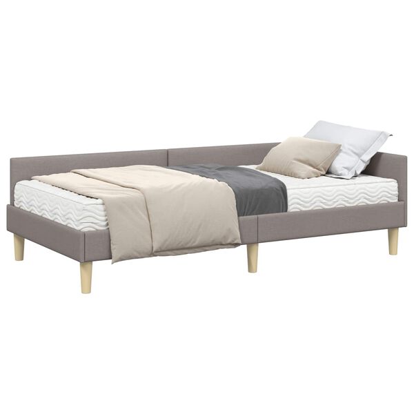 vidaXL Cadre de lit d'angle avec matelas Autre 2 pcs Taupe tissu