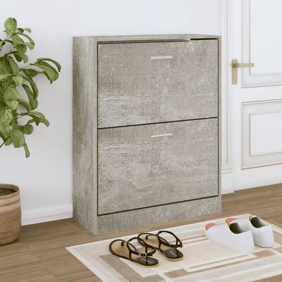 vidaXL Armoire à chaussures Gris béton 63x24x81 cm Bois d'ingénierie