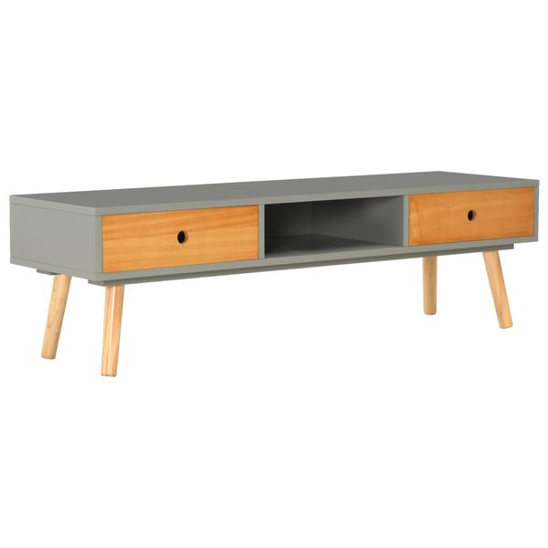 vidaXL Meuble TV gris 120x35x35 cm Bois de pin massif