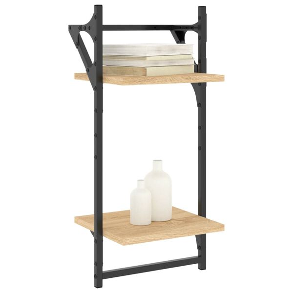 vidaXL &Eacute;tag&egrave;res murales &agrave; 2 niveaux avec barres 2 pcs ch&ecirc;ne sonoma