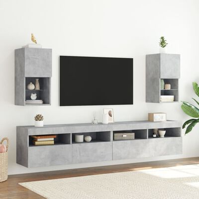 vidaXL Meuble TV avec lumières LED gris béton 30,5x30x60 cm