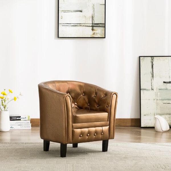 vidaXL Chaise cabriolet marron similicuir