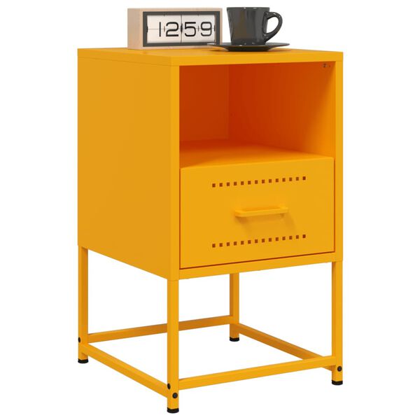 vidaXL Tables de chevet 2 pcs jaune moutarde 36x39x60,5 cm acier