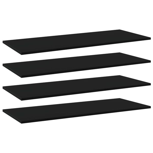 vidaXL Panneaux de biblioth&egrave;que 4 pcs Noir 100x40x1,5 cm Agglom&eacute;r&eacute;