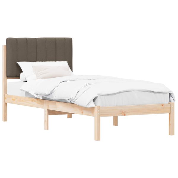 vidaXL Cadre de lit avec t&ecirc;te de lit rembourr&eacute;e Taupe 80 x 200 cm