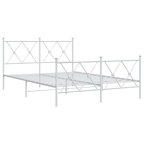vidaXL Cadre de lit m&eacute;tal sans matelas et pied de lit blanc 140x190 cm