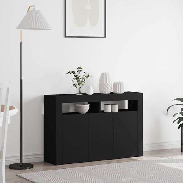vidaXL Buffet Noir 116 x 30 x 75 cm Bois d'ing&eacute;nierie