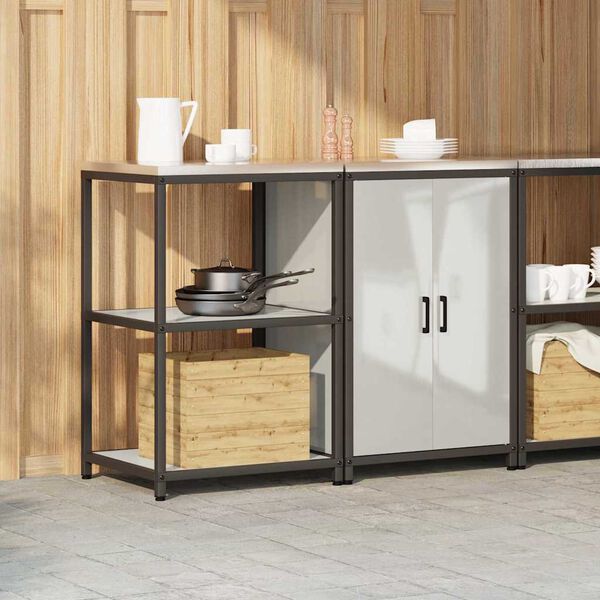 vidaXL Ensemble de rangement cuisine 2 pcs Argent&eacute; Acier galvanis&eacute;