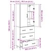 vidaXL Haut Armoire 2 pcs Ch&ecirc;ne noir Bois d'ing&eacute;nierie et verre