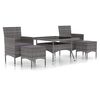 vidaXL Ensemble &agrave; Manger jardin 5 pcs r&eacute;sine tress&eacute;e verre tremp&eacute; Gris