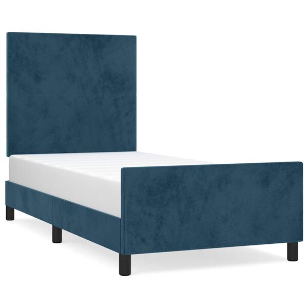 vidaXL Cadre de lit sans matelas bleu fonc&eacute; 100x200 cm velours