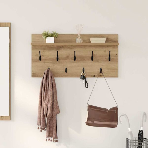 vidaXL Porte-manteau mural Ch&ecirc;ne artisanal 80 x 40 x 12 cm