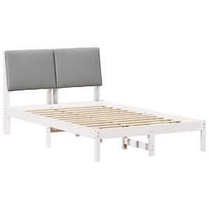 vidaXL Cadre de lit avec t&ecirc;te de lit Blanc et gris clair 135 x 190 cm
