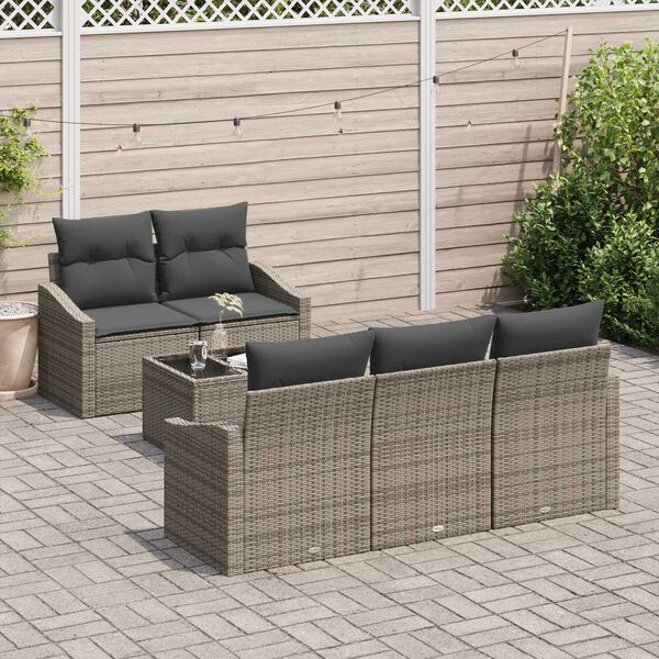 vidaXL Ensemble de Canap&eacute;s avec coussin 6 pcs Gris polyrotin
