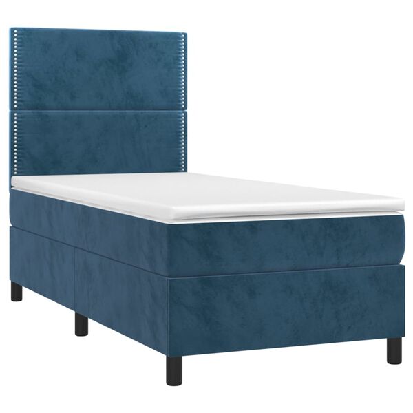 vidaXL Sommier &agrave; lattes de lit et matelas Bleu fonc&eacute; 80x200 cm Velours