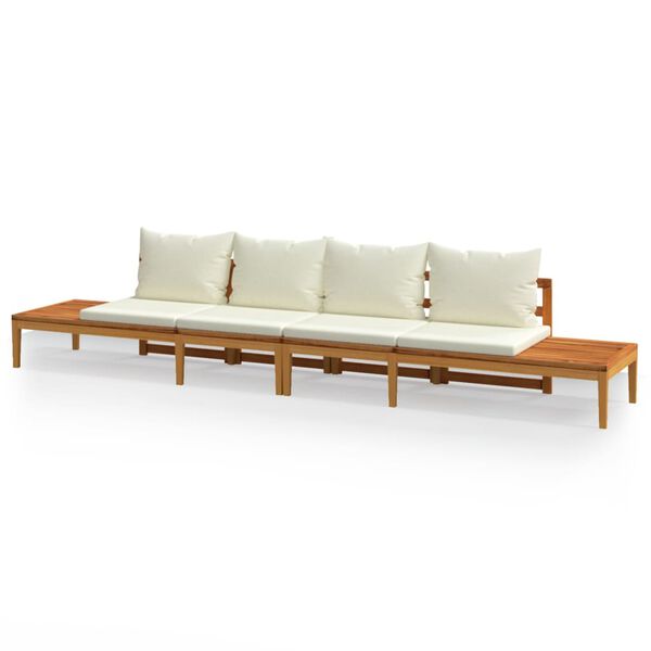 vidaXL Bancs de jardin et coussins blanc cr&egrave;me lot de 2 Bois d'acacia