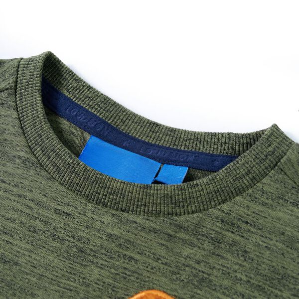 T-shirt enfants avec manches longues m&eacute;lange kaki 128