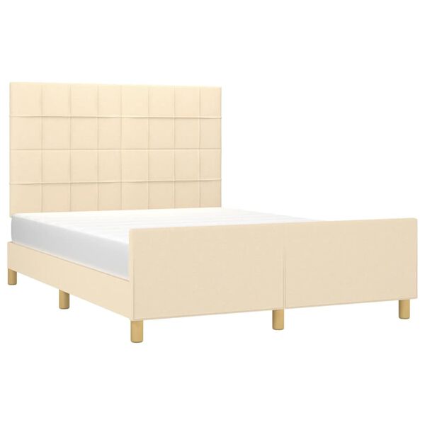 vidaXL Cadre de lit sans matelas cr&egrave;me 140x190 cm tissu