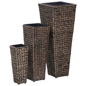vidaXL Lits sur&eacute;lev&eacute;s 3 pcs Jacinthe d'eau Marron fonc&eacute;