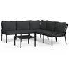 vidaXL Salon de jardin 6 pcs avec coussins gris acier