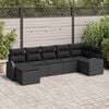 vidaXL Ensemble de canap&eacute; de jardin 7 pcs Noir Poly rotin