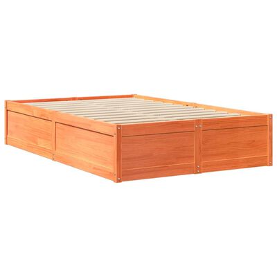 vidaXL Lit avec matelas cire marron 140x190 cm bois massif de pin