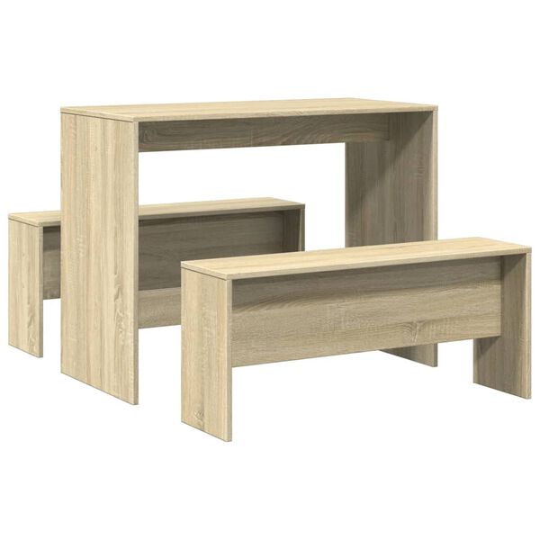 vidaXL Ensemble table &agrave; manger et bancs 3 pcs bois d'ing&eacute;nierie