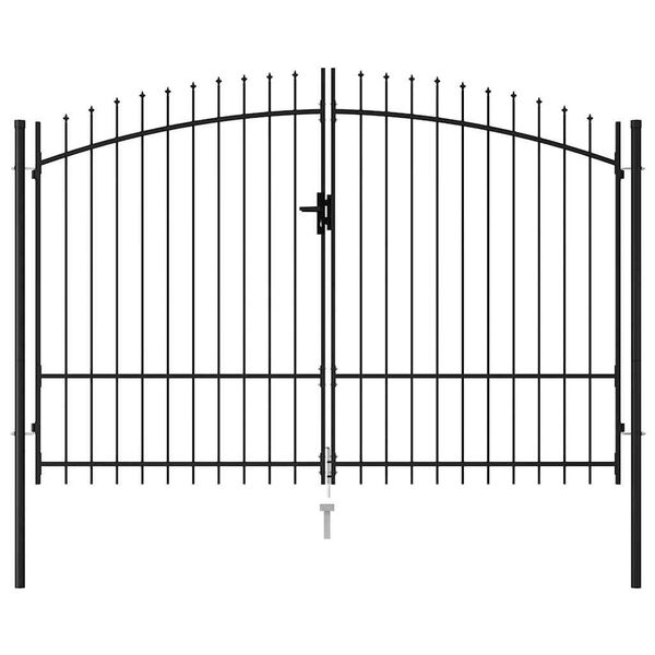 vidaXL Portillon double porte avec dessus &agrave; pointe Acier 299,5x249,5 cm Noir